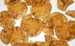 Photo 2. Appearance of fried potato slices infected with the zebra chip pathogen, Candidatus Liberibacter solanacearum.